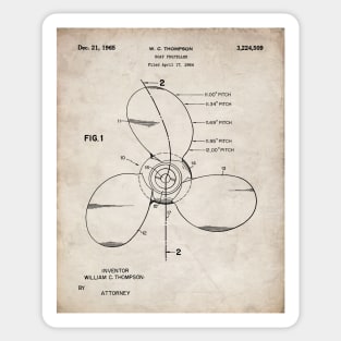 Boat Propeller Patent - Sailor Lake House Decor Art - Antique Sticker